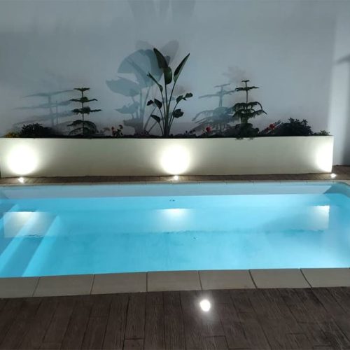 Piscina 6x4 metros fibra y poliéster al mejor precio, piscinas prefabricada con iluminación LED